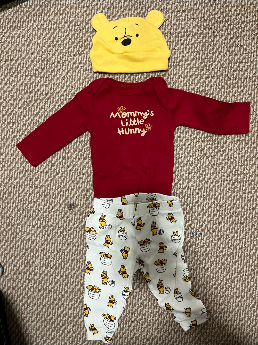Baby 3-6M Disney Winnie the Pooh Red & Yellow 3-Piece Matching Set